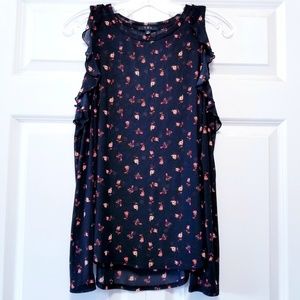 T.D.C. Ruffle Open Shoulder Long Sleeve Blouse